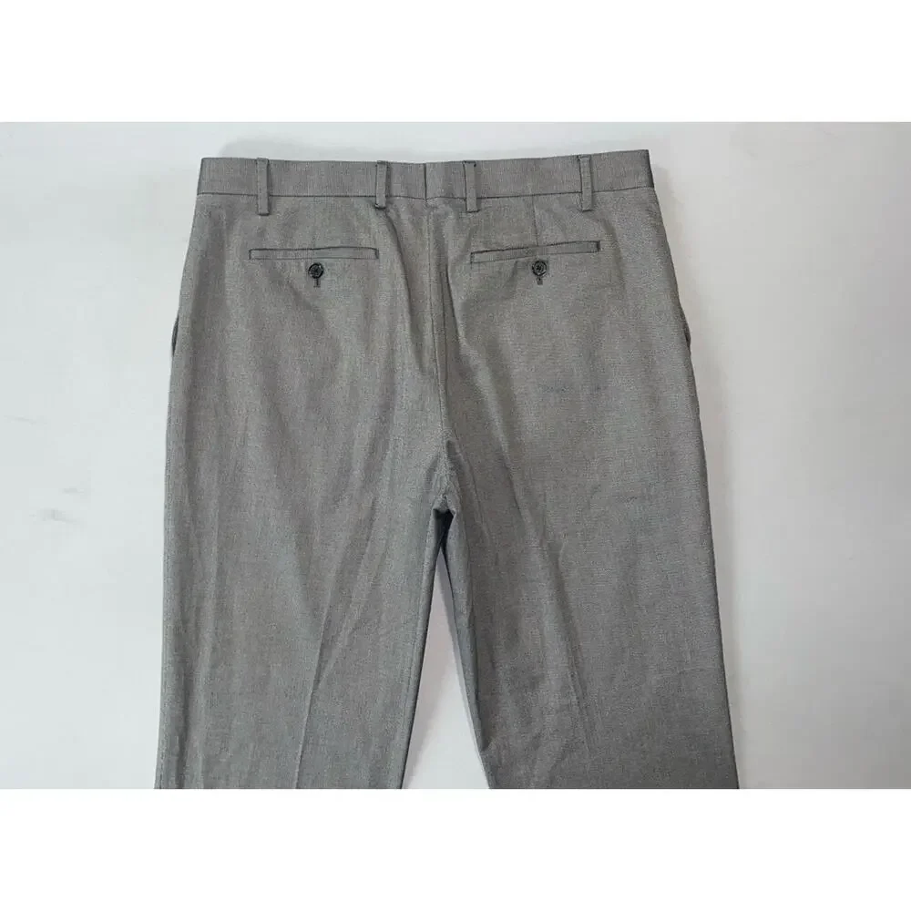 Banana Republic Slim Fit Stretch Cotton Chino Dress Pants. Gray Nailhead, 36X34.